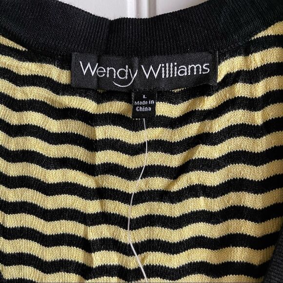 Wendy Williams Yellow/Black Chevron Striped Fit & Flare Sweater Dress;SZ L;BNWT - Picture 7 of 7